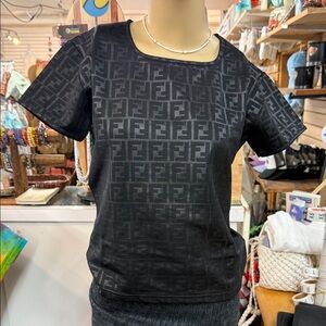 Fendi Black Monogram Short Sleeve Tee